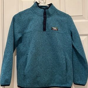 Kids blue LLBean pull over knit/fleece size M(10-12).